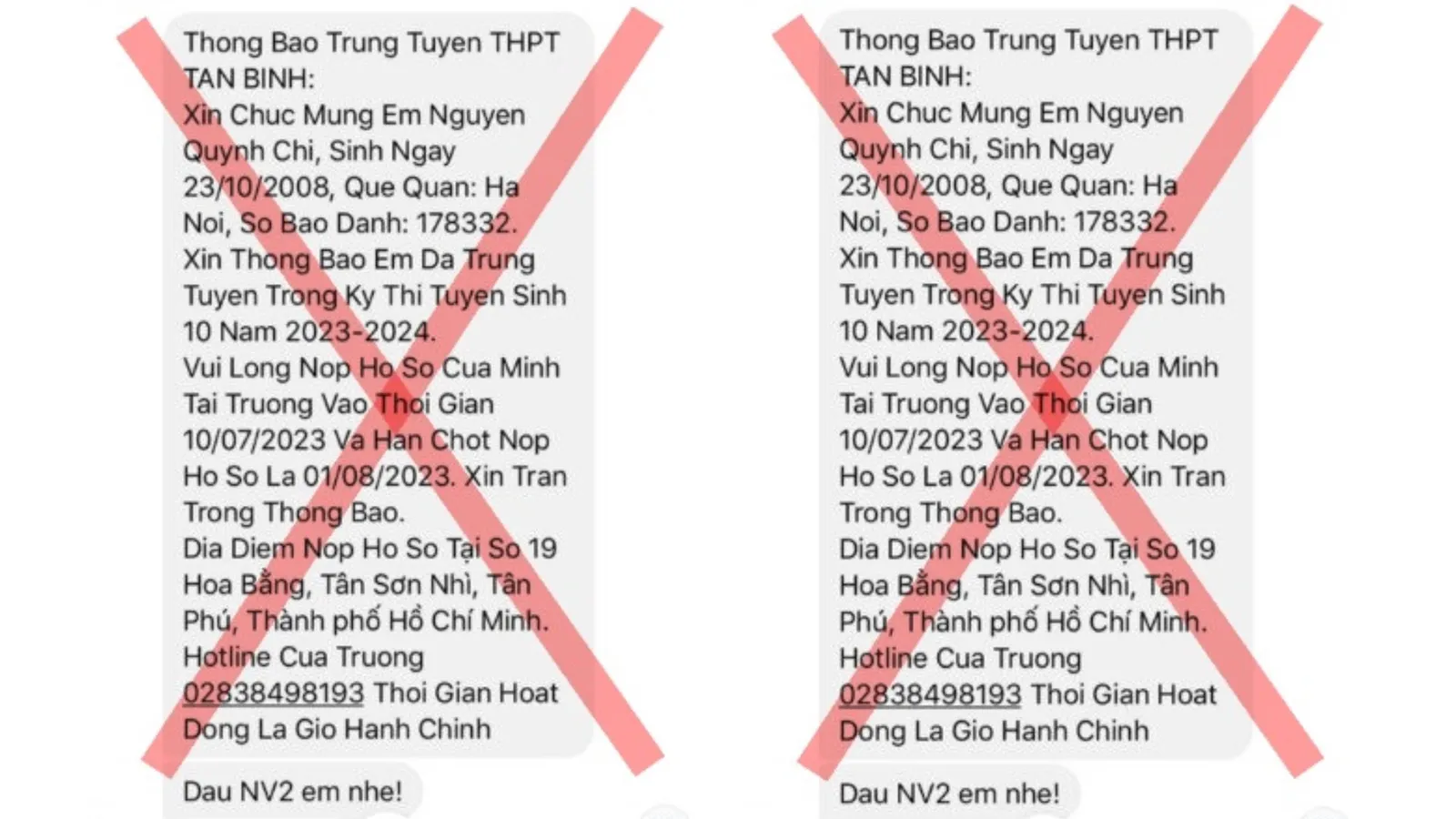 Chiêu trò lừa đảo dưới hình thức thông báo trúng tuyển lớp 10