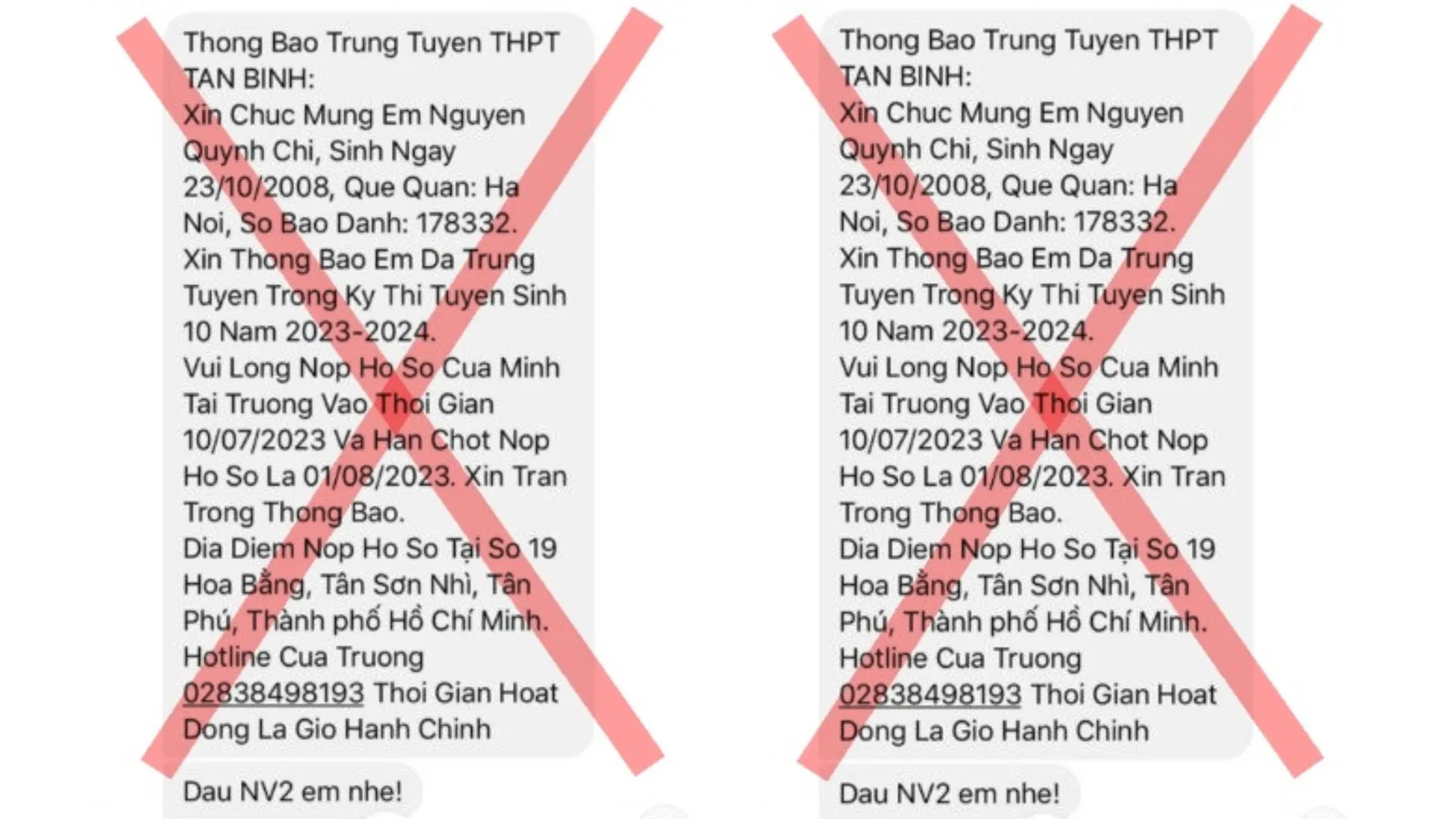 Chiêu trò lừa đảo dưới hình thức thông báo trúng tuyển lớp 10