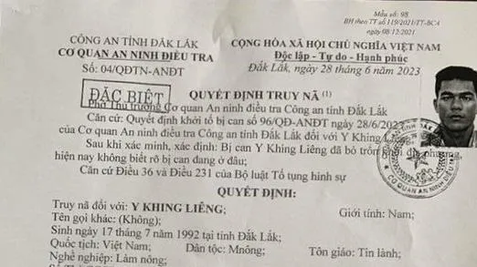 Vụ tấn công ở Đắk Lắk: Truy nã tội khủng bố Y Khing Liêng