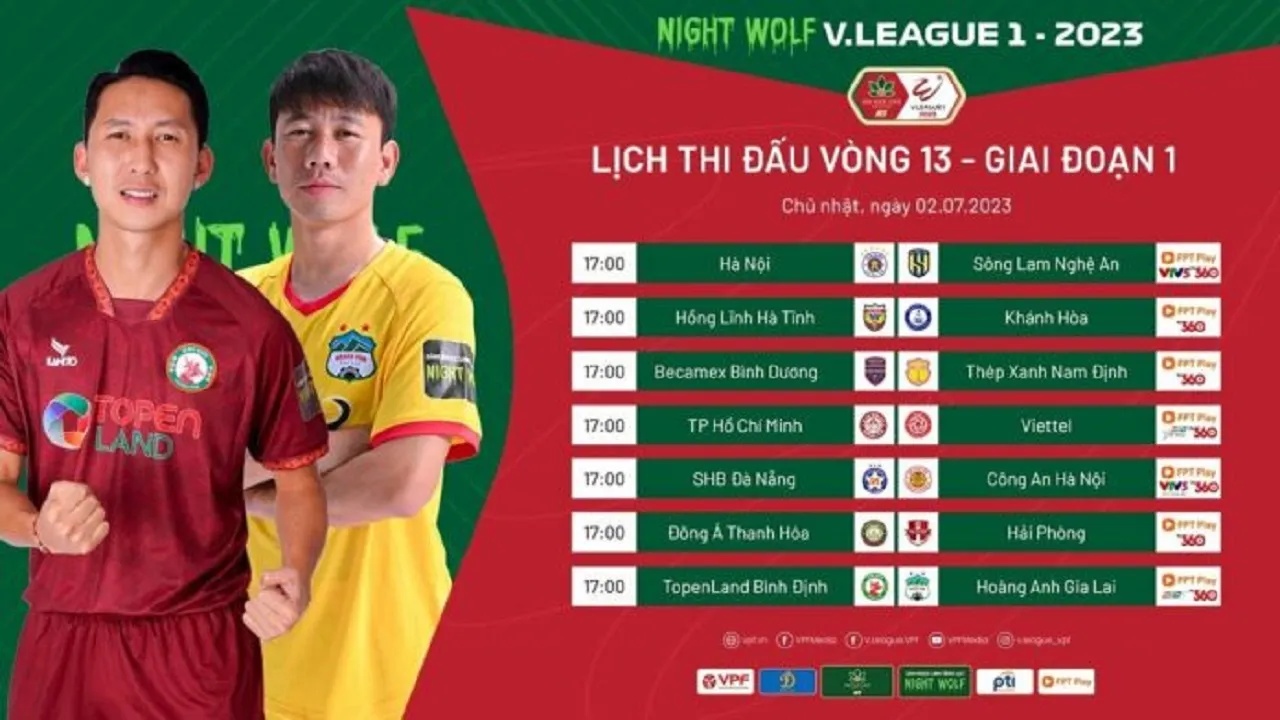 Lịch thi đấu V-League 2023 vòng 13: Bình Định vs HAGL | Thanh Hóa vs Hải Phòng