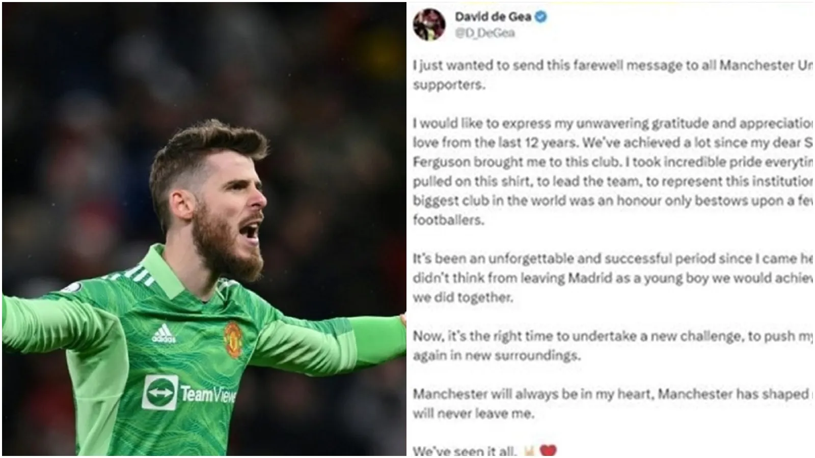 De Gea viết thư chia tay cảm động, các cầu thủ MU phản ứng như thế nào?