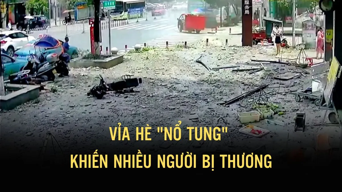 “Vật thể lạ” từ trên trời rơi xuống khiến vỉa hè nổ tung