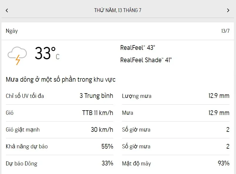 Dự báo thời tiết TPHCM hôm nay 13/7 và ngày mai 14/7/2023: Nhiều mây, buổi chiều có mưa dông