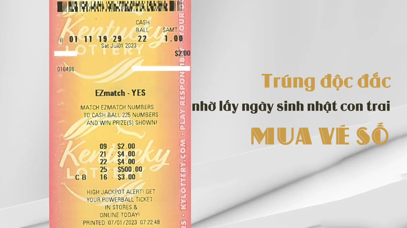 Dùng ngày sinh nhật con trai mua vé số, bất ngờ trúng 225 ngàn đô la