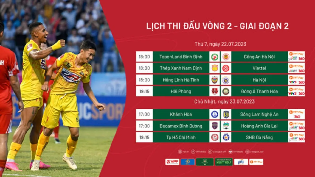 Lịch thi đấu V-League 2023 vòng 2 giai đoạn 2: Bình Định vs Công An Hà Nội | Nam Định vs Viettel