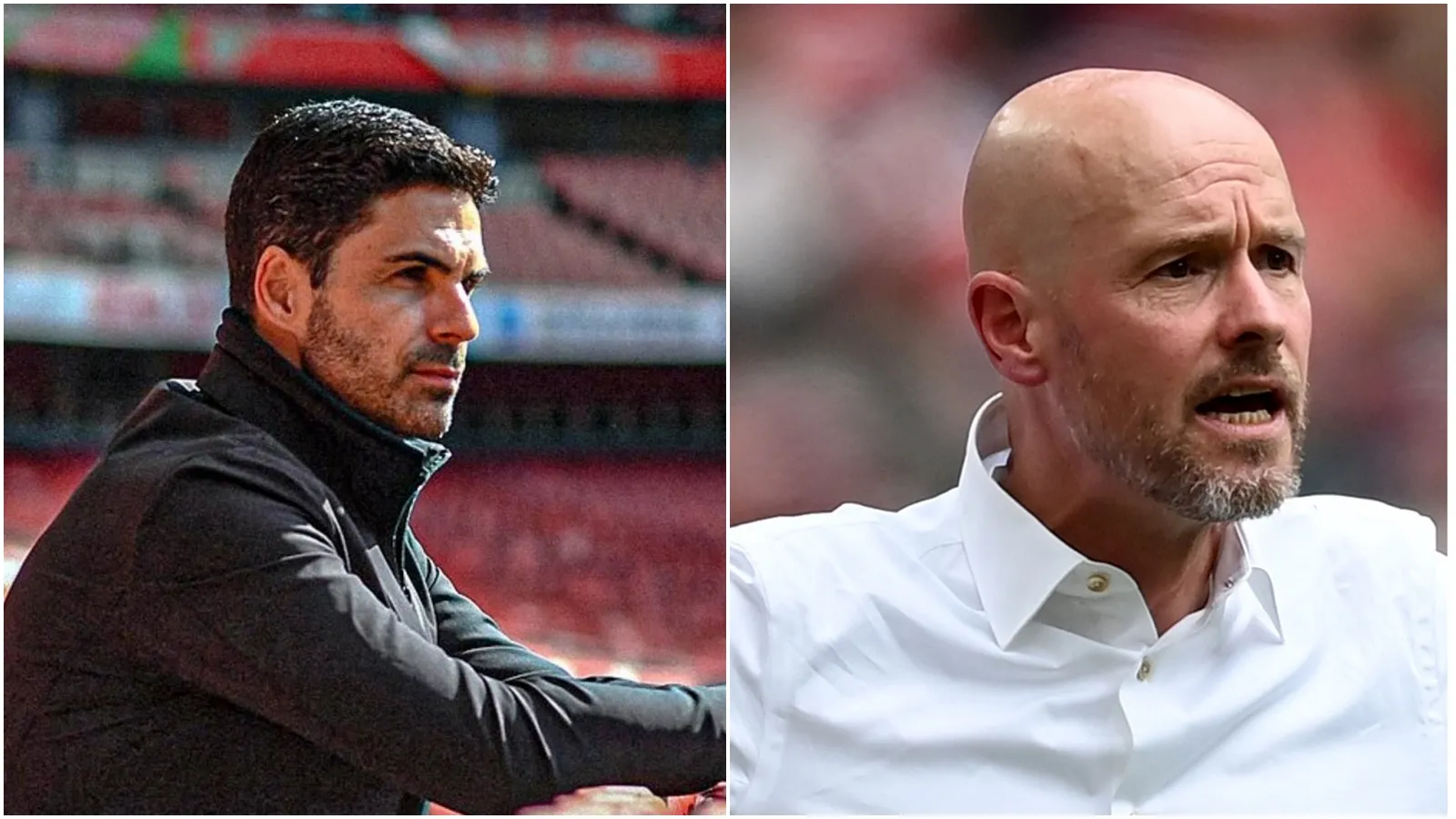 Erik ten Hag cùng Mikel Arteta tạo thành hai thái cực gây sốt mạng xã hội