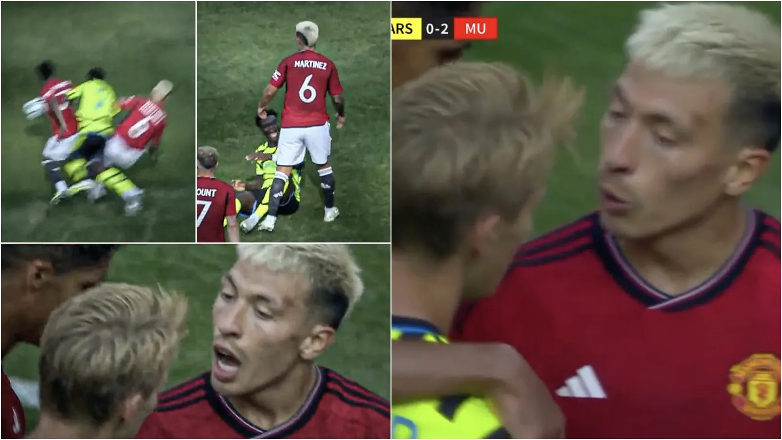 Martinez tranh chấp như đấu vật, Odegaard nóng mắt lao vào định ăn thua đủ