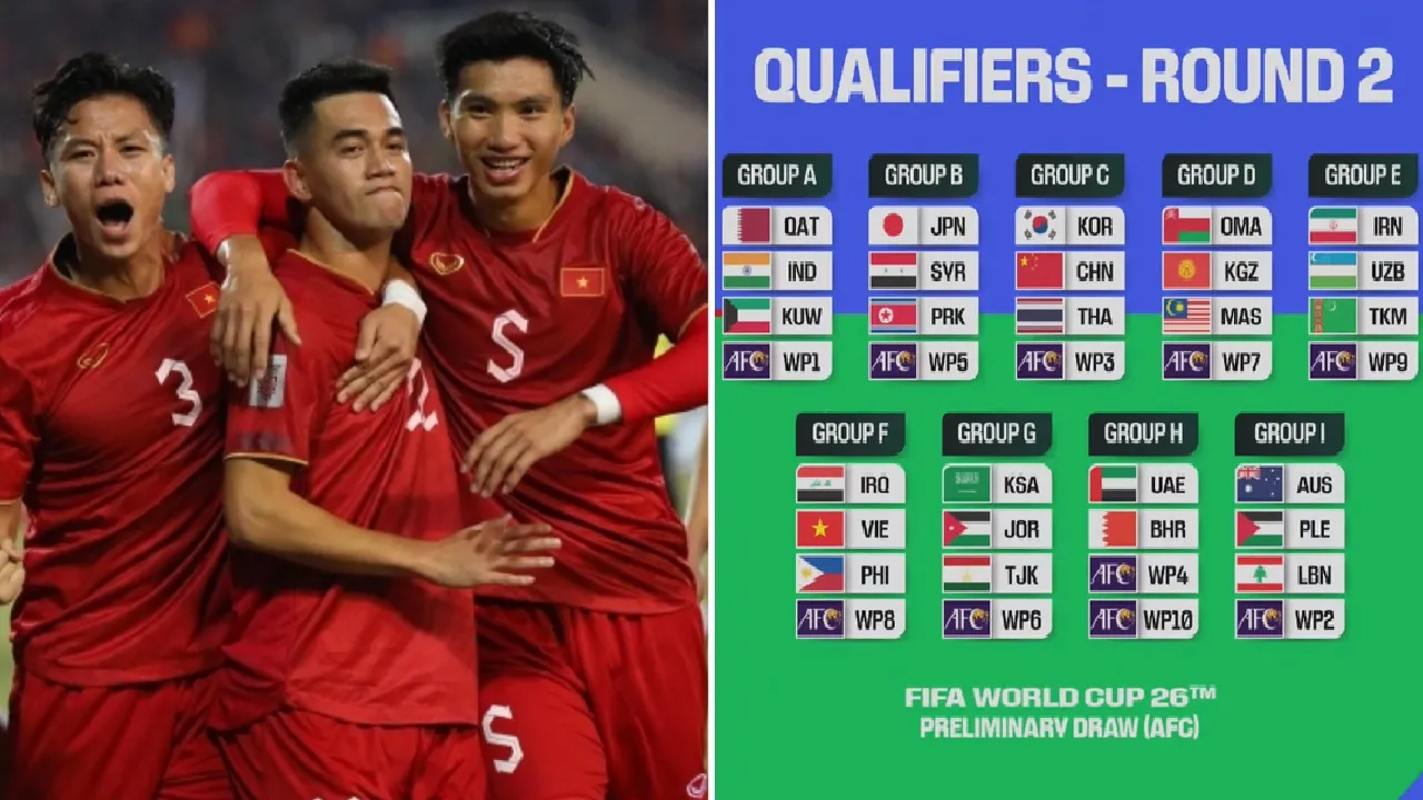 Tuyển Việt Nam cùng bảng với Indonesia và Philippines tại vòng loại World Cup 2026