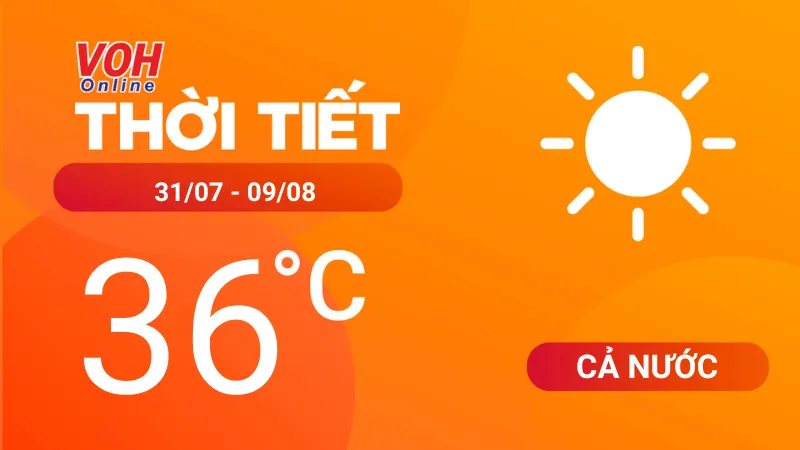 Thời tiết 31/7 – 9/8: Bắc Trung Bộ nắng nóng diện rộng