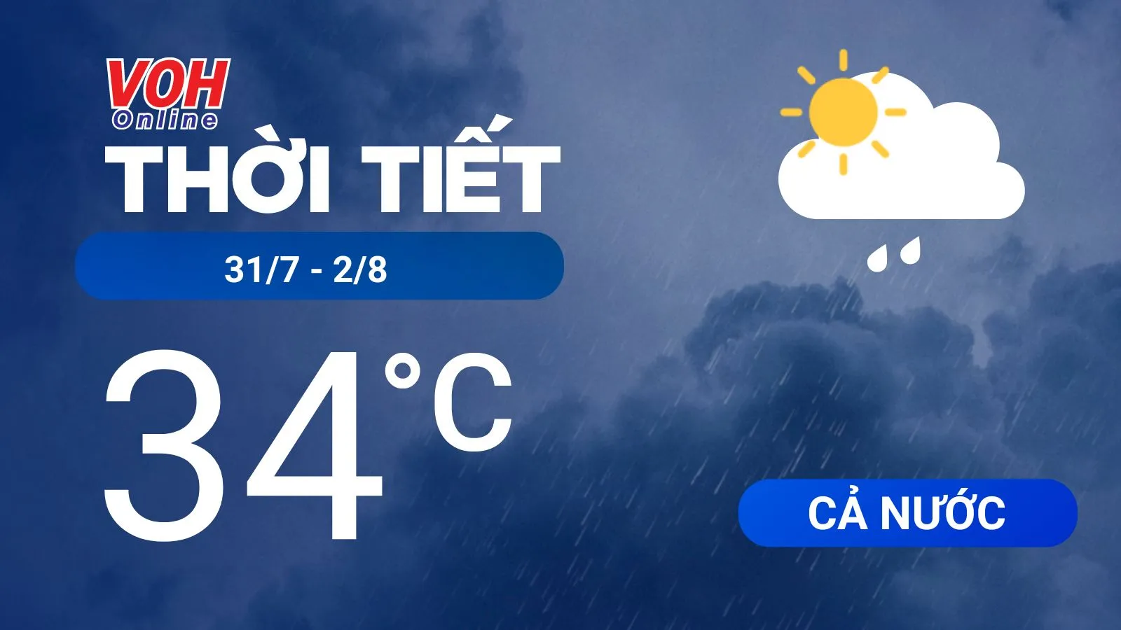 Thời tiết 31/7- 2/8: Bắc Bộ, Tây Nguyên và Nam Bộ có mưa kéo dài nhiều ngày tới