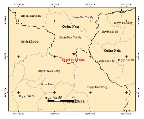 Tỉnh Quảng Nam xảy ra động đất