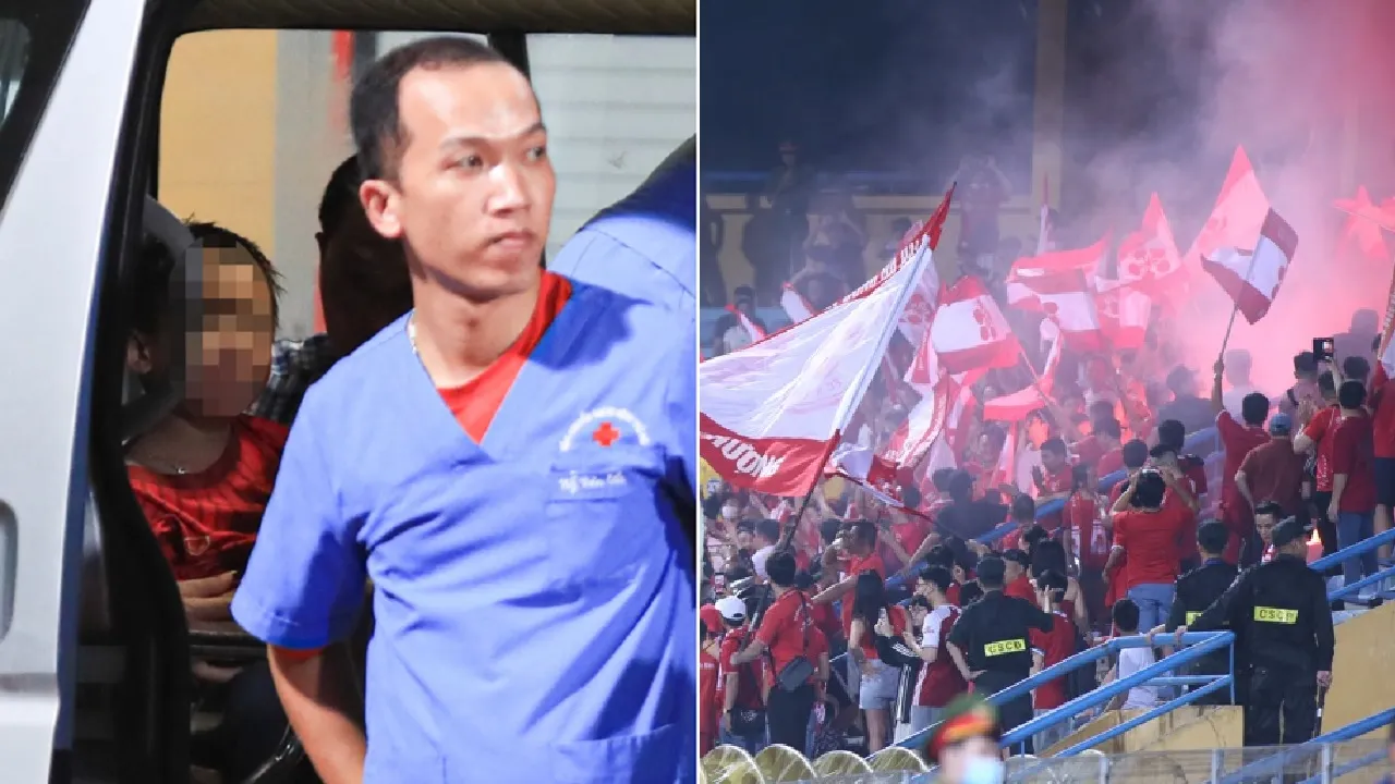 Pháo sáng trên sân Hàng Đẫy làm một CĐV nhí bị bỏng