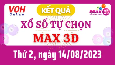 Vietlott MAX 3D 14/8 - Kết quả xổ số Vietlott hôm nay thứ 2 14/8/2023