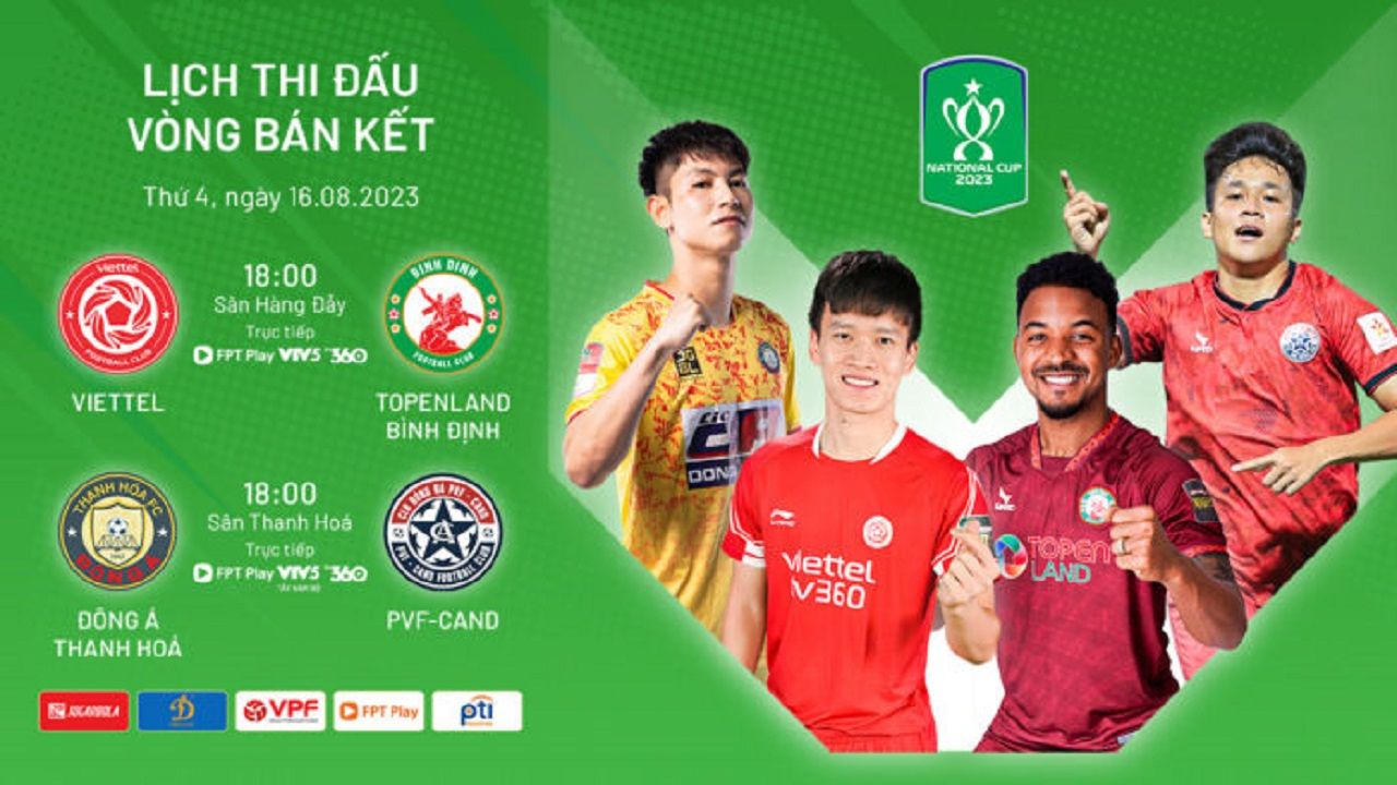 Lịch thi đấu Cúp Quốc gia 2023 vòng Bán kết: Viettel vs Bình Định | Thanh Hóa vs PVF-CAND