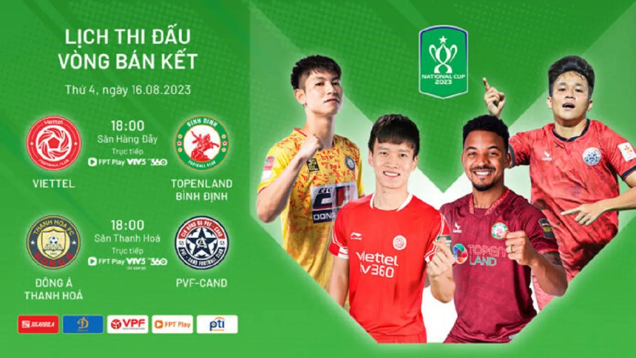 Lịch thi đấu Cúp Quốc gia 2023 vòng Bán kết: Viettel vs Bình Định | Thanh Hóa vs PVF-CAND