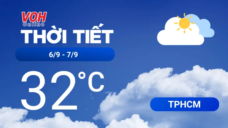 Thời tiết TPHCM 6/9 - 7/9: Nhiều mây, trưa và chiều nóng ẩm