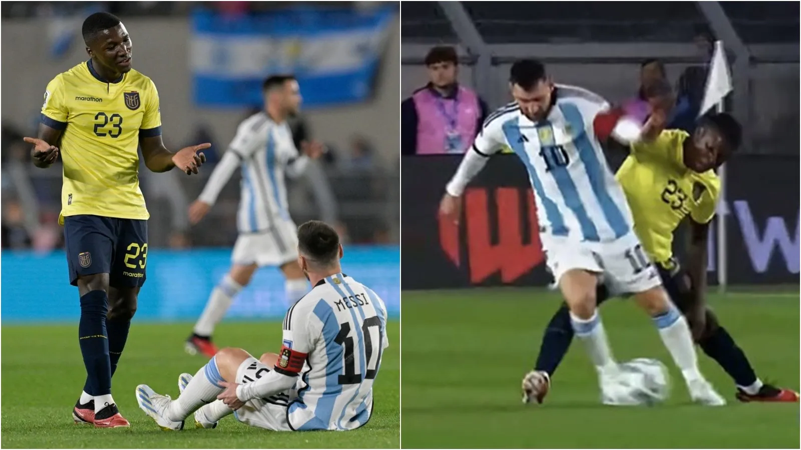 Caicedo khiến Messi ngã sõng soài, thể hiện trình độ cao trong trận đấu ở vòng loại World Cup 2026