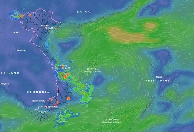 Xuất hiện vùng áp thấp gần Hoàng Sa, gây mưa lớn nhiều khu vực