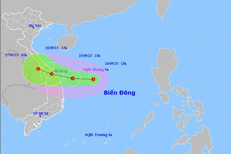 Vùng áp thấp đã mạnh lên thành áp thấp nhiệt đới, hướng về Trung Bộ