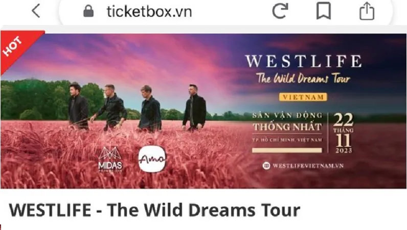 Cảnh báo thủ đoạn giả mạo trang web bán vé concert Westlife