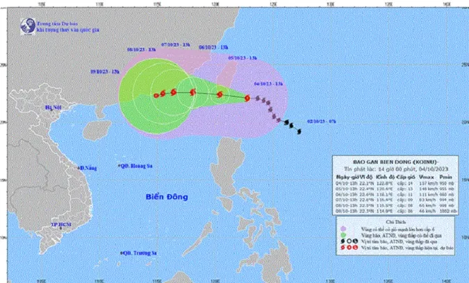 Bão Koinu ít khả năng gây nguy hiểm cho đất liền Việt Nam