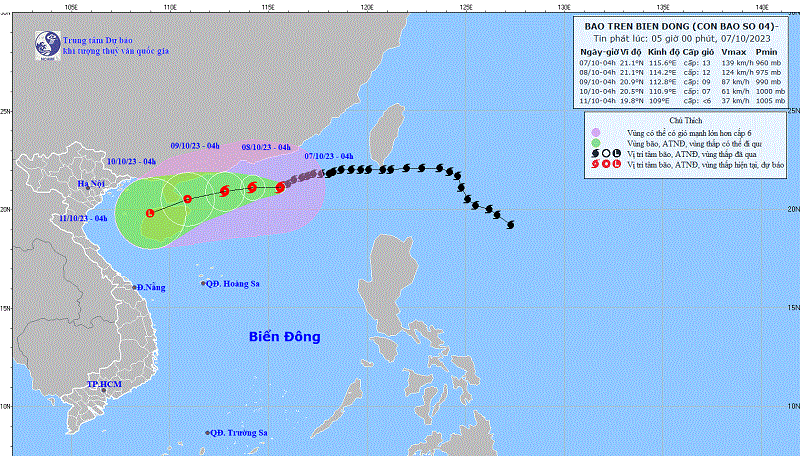 Bão số 4 giật cấp 16, di chuyển chậm