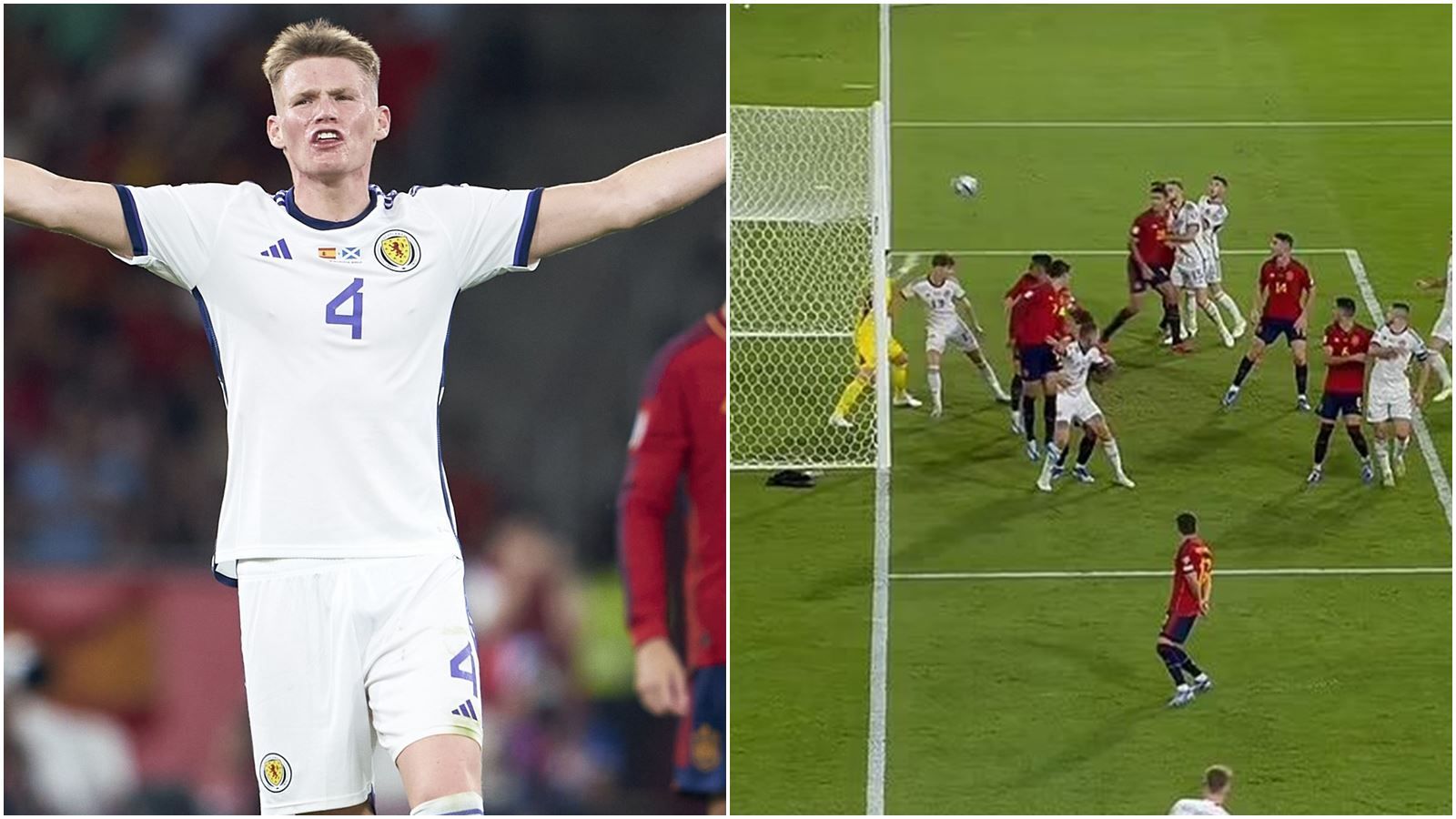 VIDEO: Scott McTominay sút phạt thần sầu khiến Unai Simon đứng chôn chân