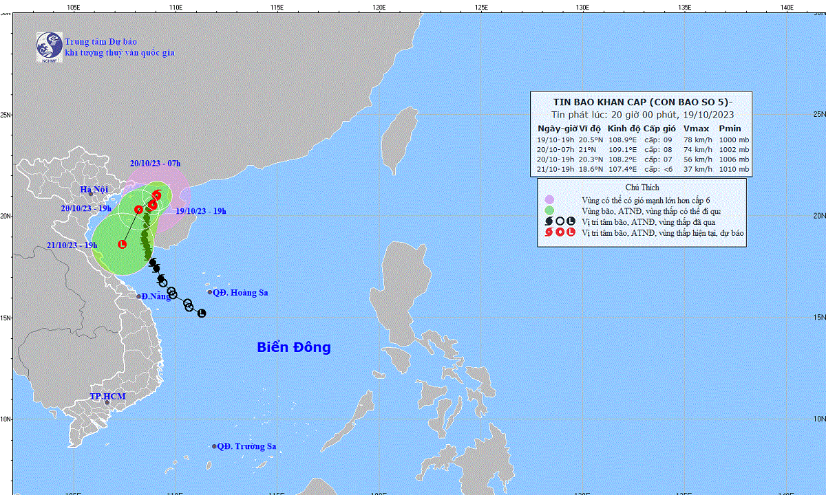 Bão số 5 giật cấp 11