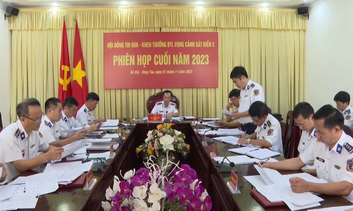 Hội đồng Thi đua - Khen thưởng BTL Vùng Cảnh sát biển 3 họp phiên cuối năm 2023