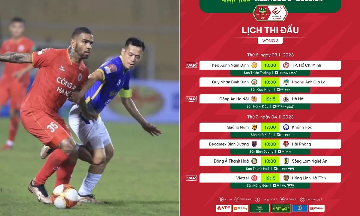 Lịch thi đấu V-League vòng 3: Công An Hà Nội vs Hà Nội | Bình Dương vs Hải Phòng