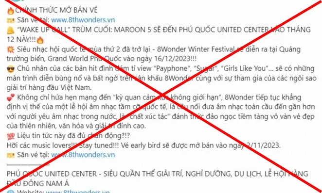 Cảnh báo trang web, fanpage mạo danh bán vé nhạc hội