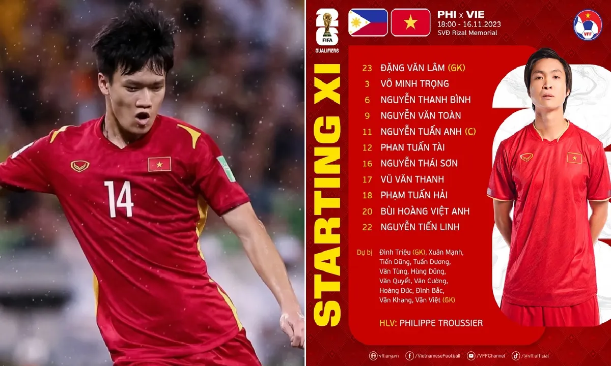 Đội hình tuyển Việt Nam đấu Philippines: HLV Troussier gây bất ngờ khi không dùng Hoàng Đức