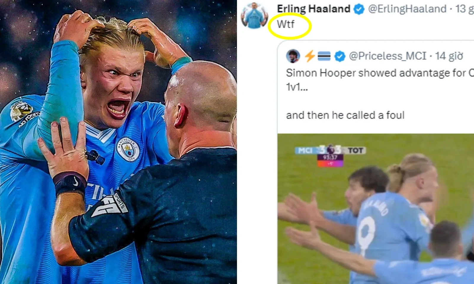 Haaland sắp bị trừng phạt vì vạ miệng 3 chữ cái sau trận hòa Tottenham