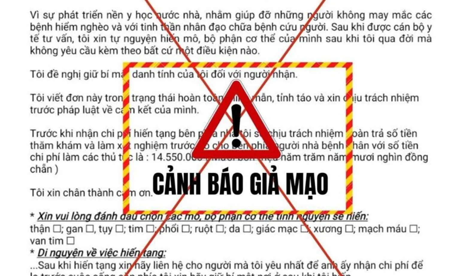 Bệnh viện Nội tiết Trung ương cảnh báo lừa đảo dịch vụ hiến tạng