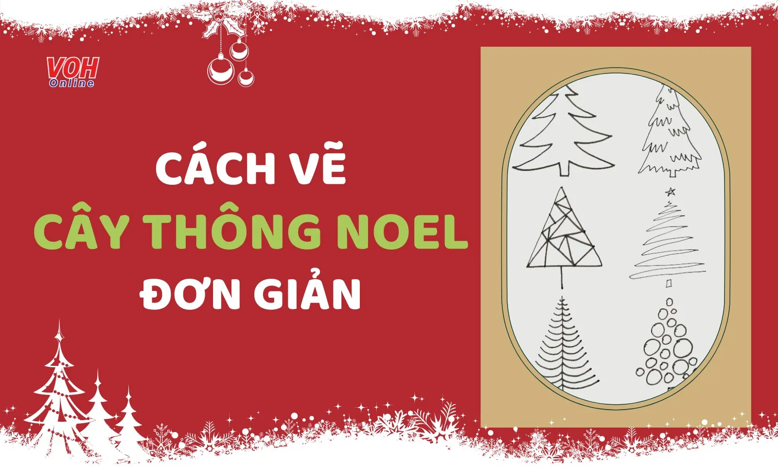 14 cách vẽ cây thông Noel đơn giản nhất