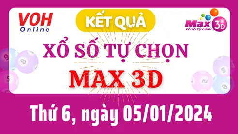 Vietlott MAX 3D 5/1 - Kết quả xổ số Vietlott hôm nay thứ 6 5/1/2024