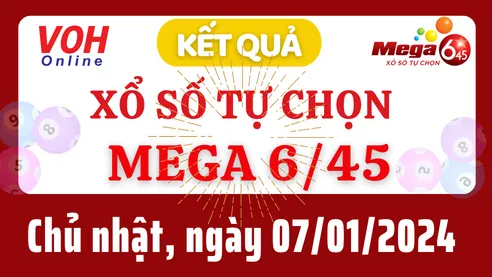 Vietlott MEGA 645 7/1 - Kết quả xổ số Vietlott hôm nay chủ nhật 7/1/2024