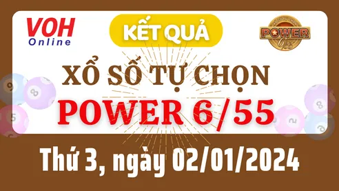 Vietlott POWER 655 2/1 - Kết quả xổ số Vietlott hôm nay thứ 3 2/1/2024