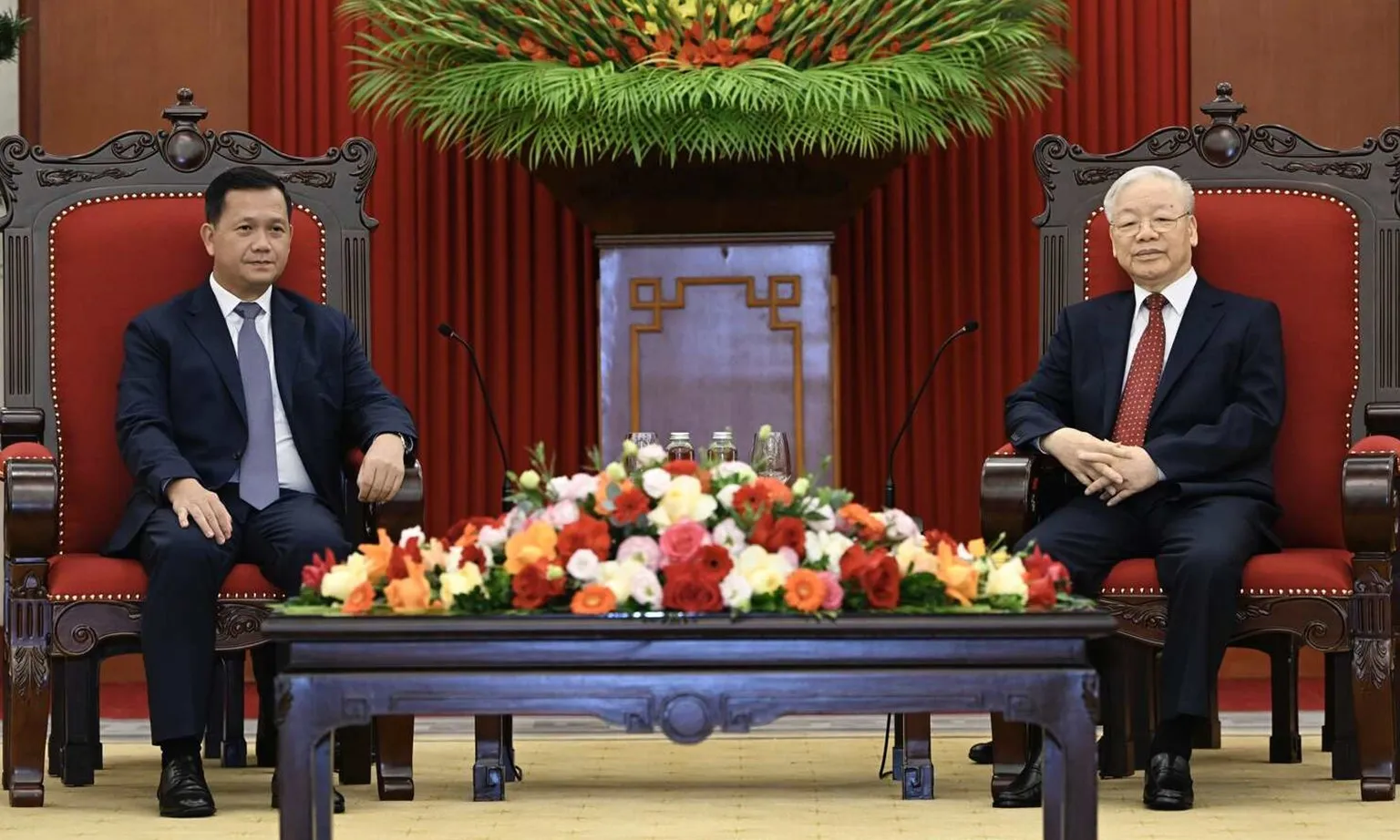 Tổng Bí thư Nguyễn Phú Trọng tiếp Thủ tướng Campuchia Hun Manet