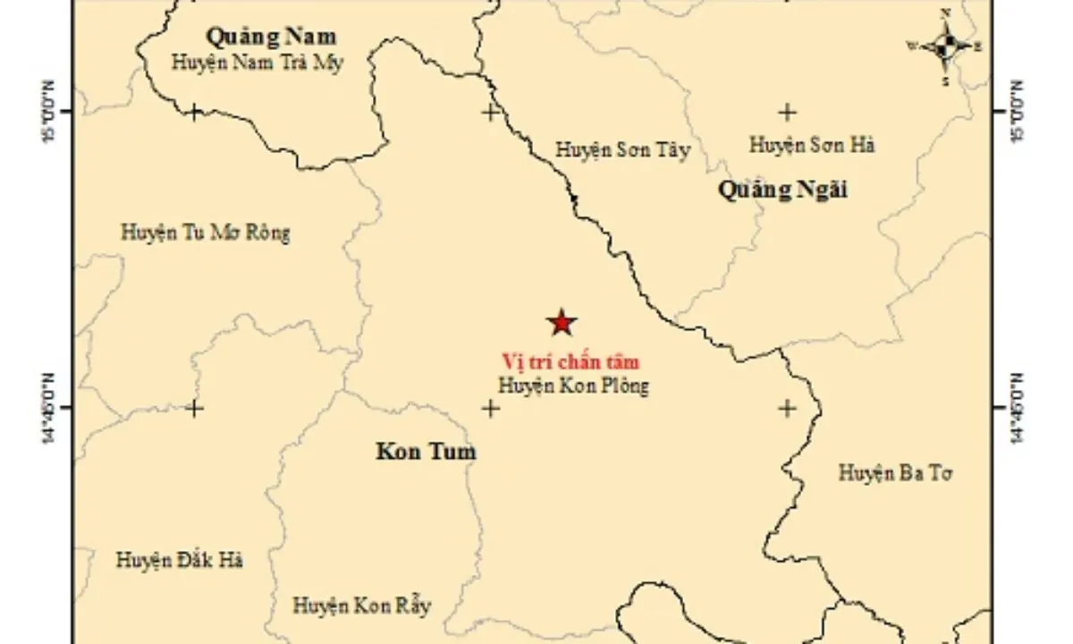 Kon Tum: Lại xảy ra động đất mạnh tại huyện Kon Plông