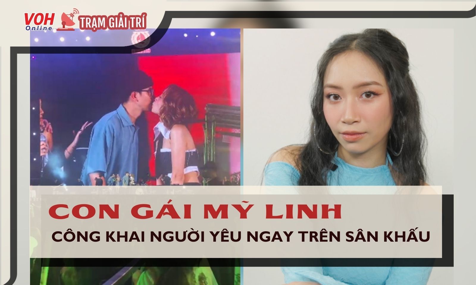 Con gái diva Mỹ Linh công khai hôn bạn trai trước hàng nghìn khán giả