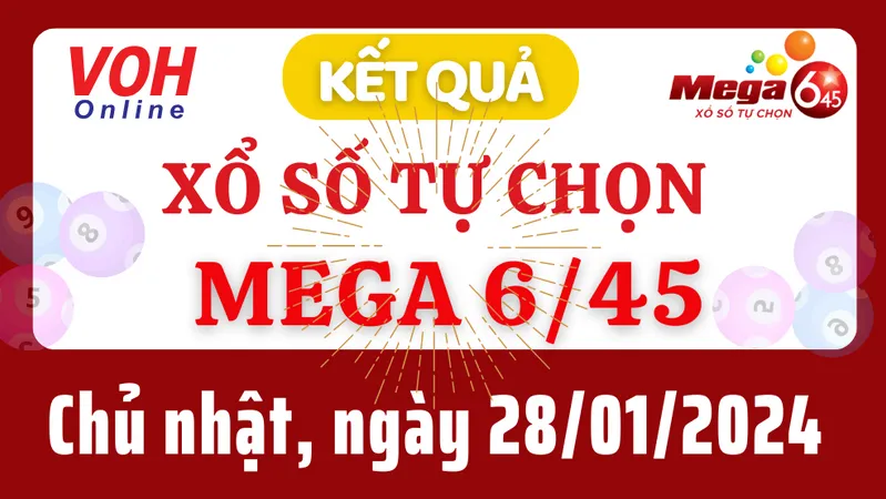 Vietlott MEGA 645 28/1 - Kết quả xổ số Vietlott hôm nay chủ nhật 28/1/2024