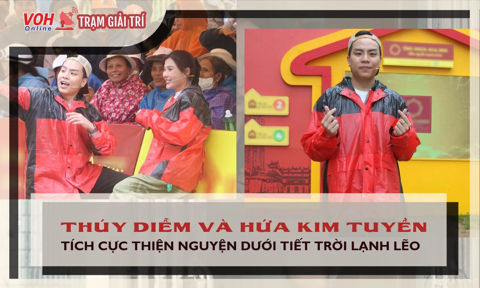 Diễn viên Thúy Diễm, Hứa Kim Tuyền tích cực thiện nguyện mặc kệ thời tiết lạnh giá