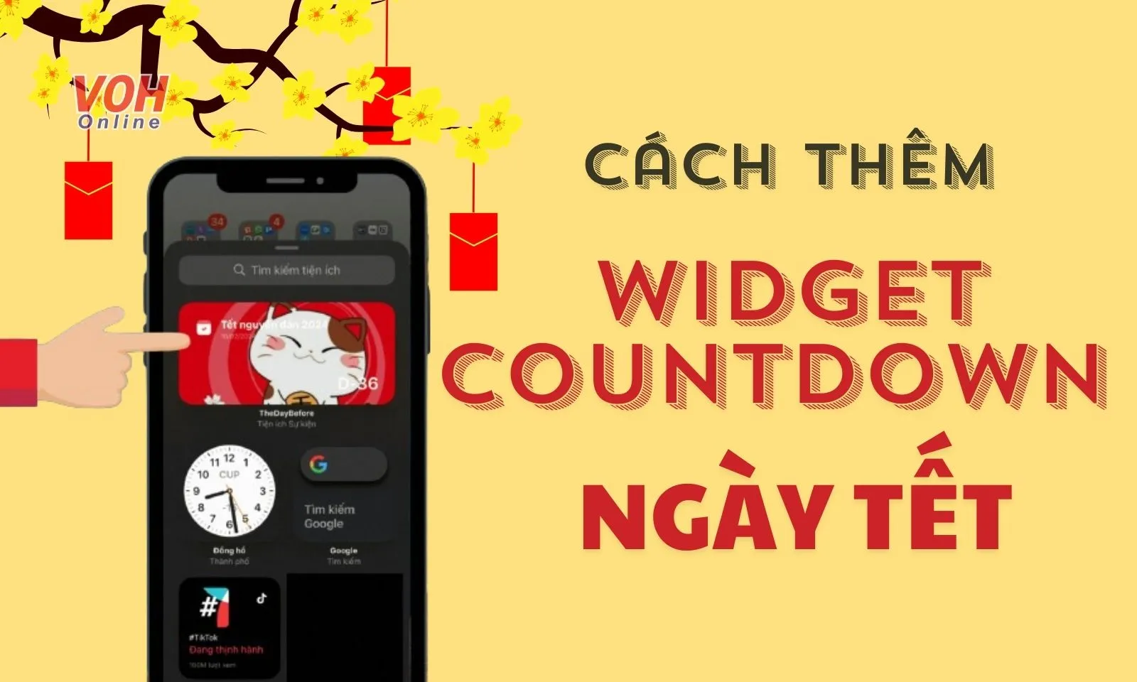Cách thêm Widget Countdown Tết trên màn hình điện thoại