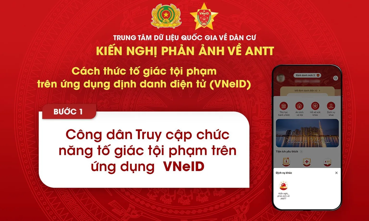 Bộ Công an kêu gọi người dân tố giác tội phạm qua ứng dụng VNeID