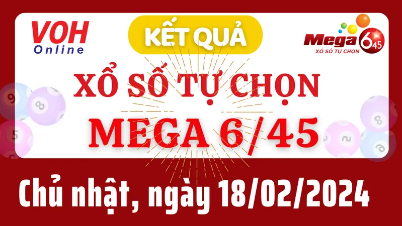 Vietlott MEGA 645 18/2 - Kết quả xổ số Vietlott hôm nay chủ nhật 18/2/2024