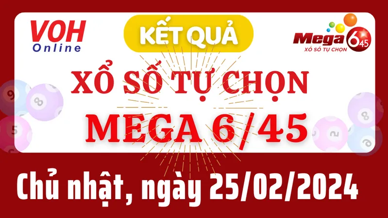 Vietlott MEGA 645 25/2 - Kết quả xổ số Vietlott hôm nay chủ nhật 25/2/2024