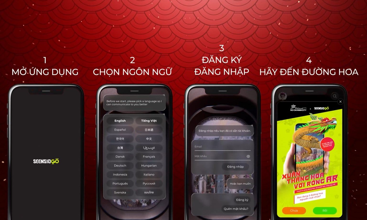 Hướng dẫn sử dụng app Seensio Go quay phim rồng chuyển động trên Đường hoa Nguyễn Huệ 2024