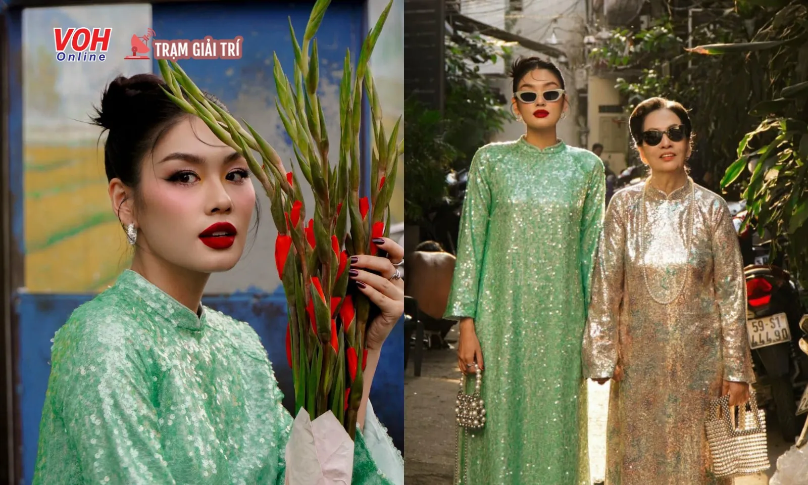 Á hậu Thảo Nhi Lê cùng bà nội hoá “cô hai, mợ ba” diện áo dài Tết thần thái cực ngầu