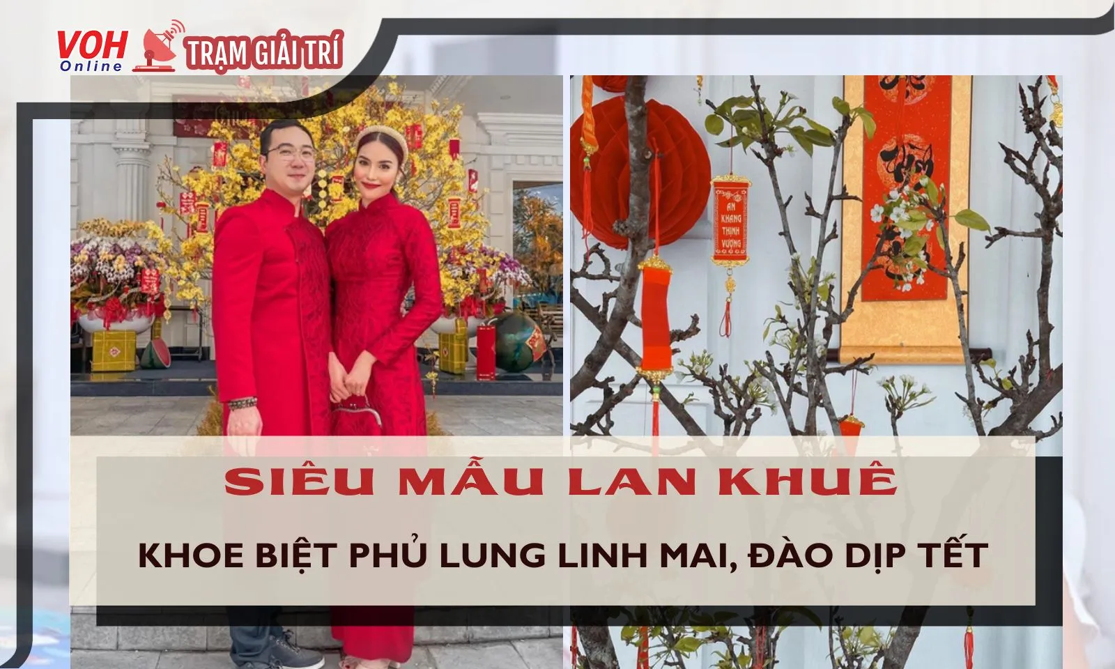 Lan Khuê khoe biệt phủ dát vàng, trang trí Tết hoành tráng với vô vàn hoa tươi